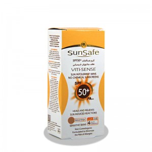 کرم ضد آفتاب SPF50 بژ طبیعی مناسب پوست حساس سان سیف 50 میلی لیتر