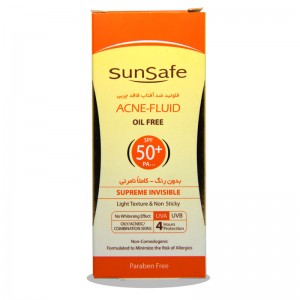 فلوئید ضد آفتاب SPF50 بدون رنگ فاقد چربی سان سیف 50 گرم