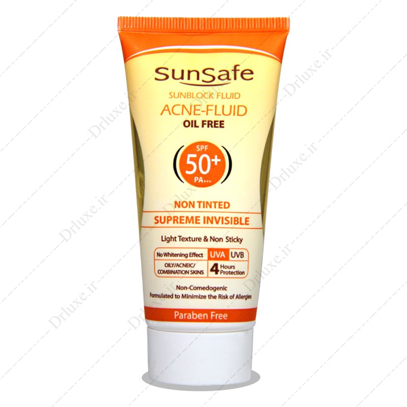 ضد آفتاب فلوئید SPF50 بدون رنگ فاقد چربی سان سیف 50 میلی لیتر