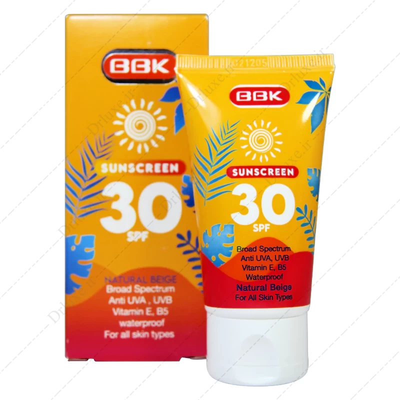کرم ضد آفتاب SPF30 بژ طبیعی مناسب انواع پوست ببک 50 میلی لیتر