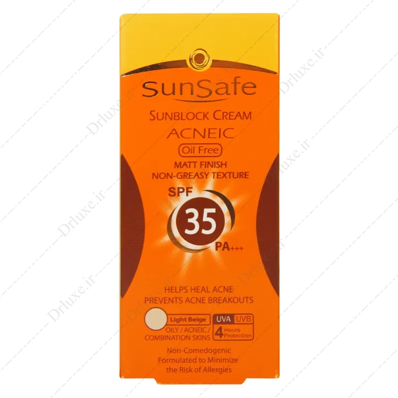 کرم ضد آفتاب SPF 35 بژ روشن پوست چرب و مختلط سان سیف 50 گرم