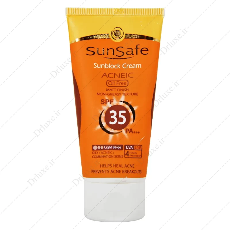 کرم ضد آفتاب SPF 35 بژ روشن پوست چرب و مختلط سان سیف 50 گرم