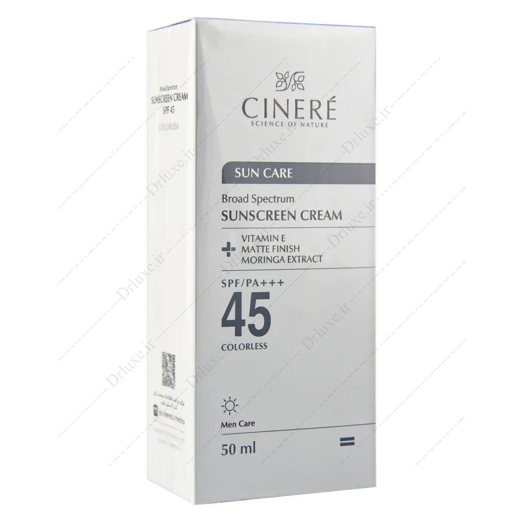 بررسی و خرید کرم ضد آفتاب SPF45 بدون رنگ آقایان سینره 50 میل - دکتر لوکس