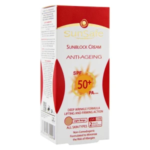 کرم ضد آفتاب SPF50 ضد چروک بژ روشن سان سیف