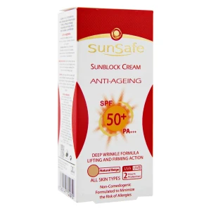 کرم ضد آفتاب SPF50 ضد چروک بژ طبیعی سان سیف