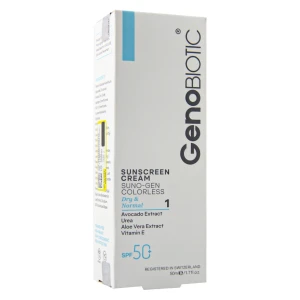 کرم ضد آفتاب SPF50 پوست خشک بدون رنگ ژنوبایوتیک