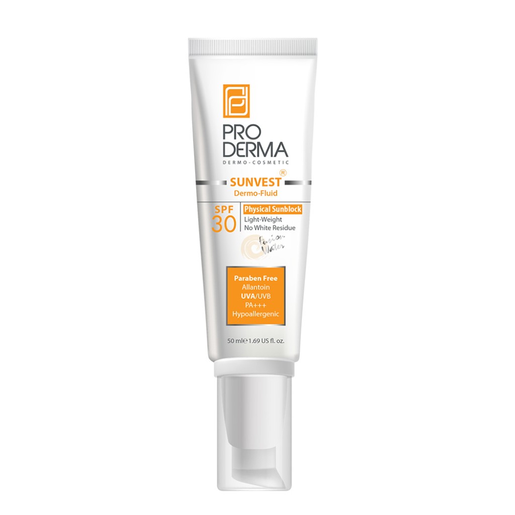 فلوئید ضد آفتاب SPF30 فیزیکال پرودرما پوست معمولی و حساس