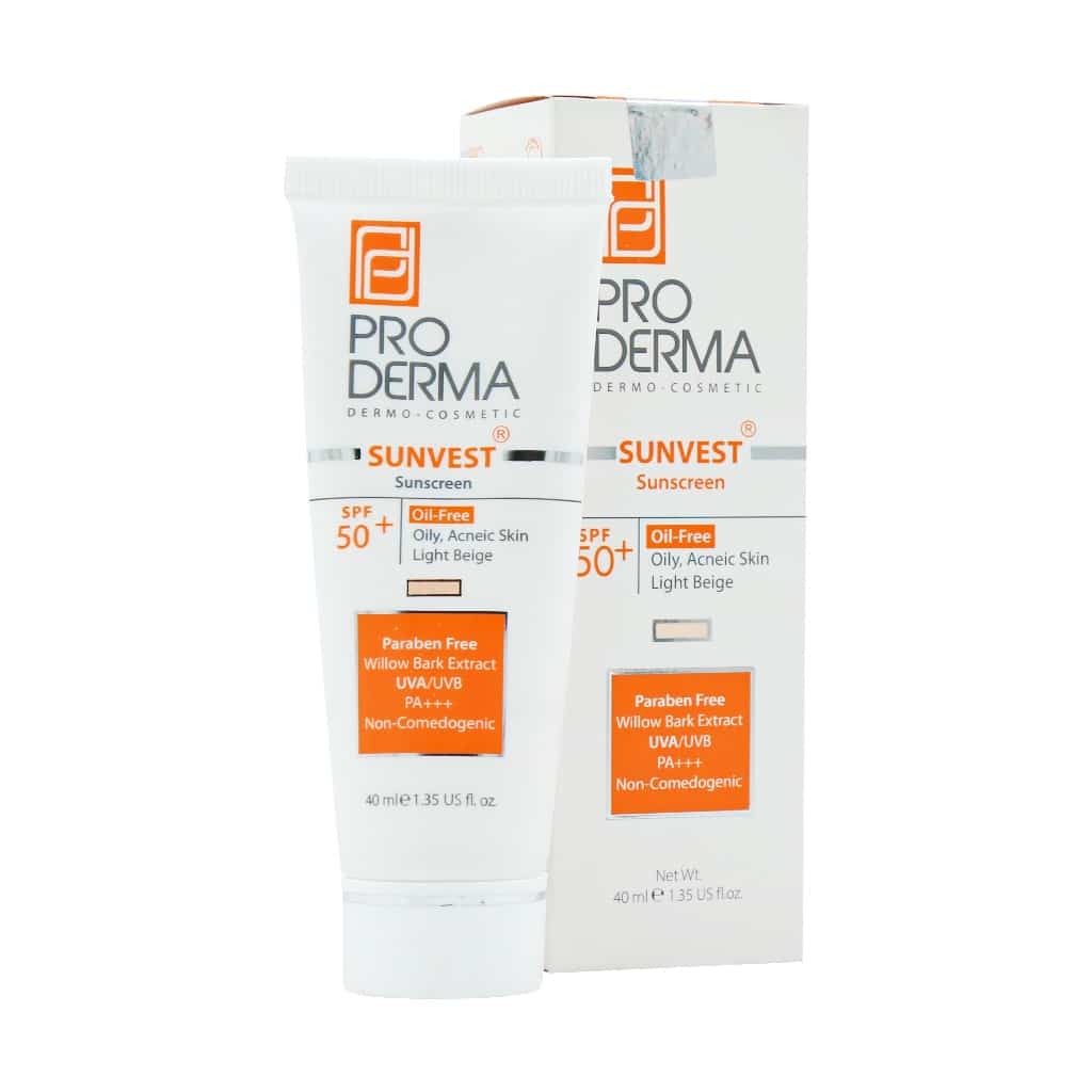 کرم ضد آفتاب SPF50 فاقد چربی رنگی پرودرما