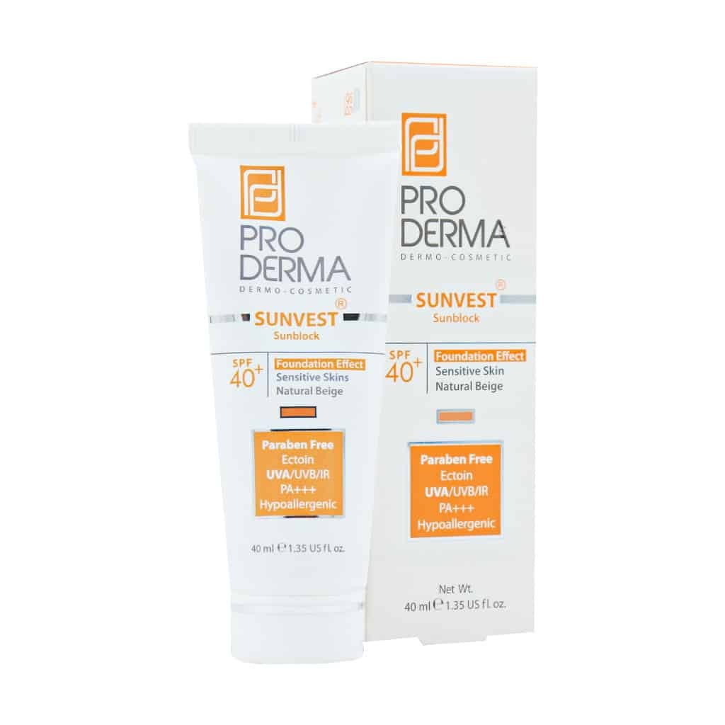 کرم ضد آفتاب SPF40 رنگی کرم پودری پرودرما