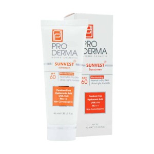 کرم ضد آفتاب و مرطوب کننده SPF60 بی رنگ پرودرما پوست معمولی و خشک
