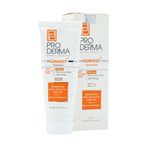 کرم ضد آفتاب SPF50 فاقد چربی رنگی پرودرما مناسب پوست چرب