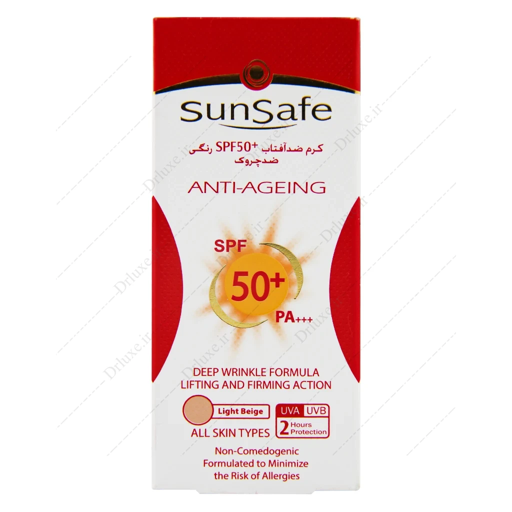 کرم ضد آفتاب SPF50 ضد چروک بژ روشن سان سیف