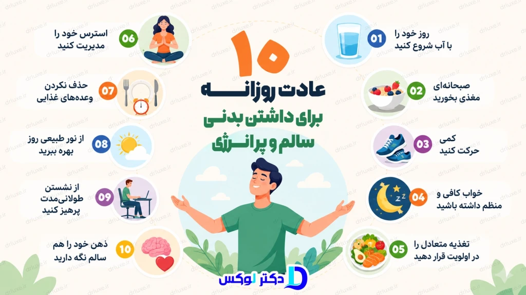 10 عادت روزانه برای داشتن بدنی سالم و پرانرژی - راهنمای کاربردی