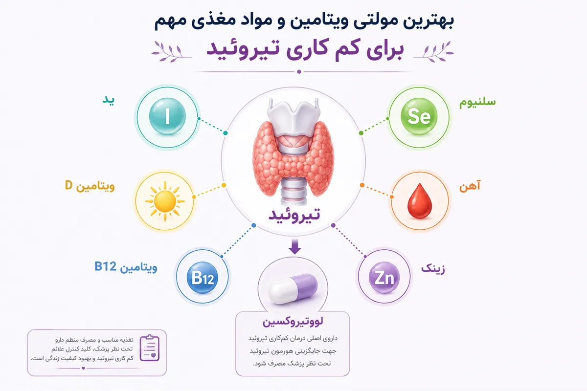 بهترین مولتی ویتامین و مواد مغذی مهم برای کم کاری تیروئید