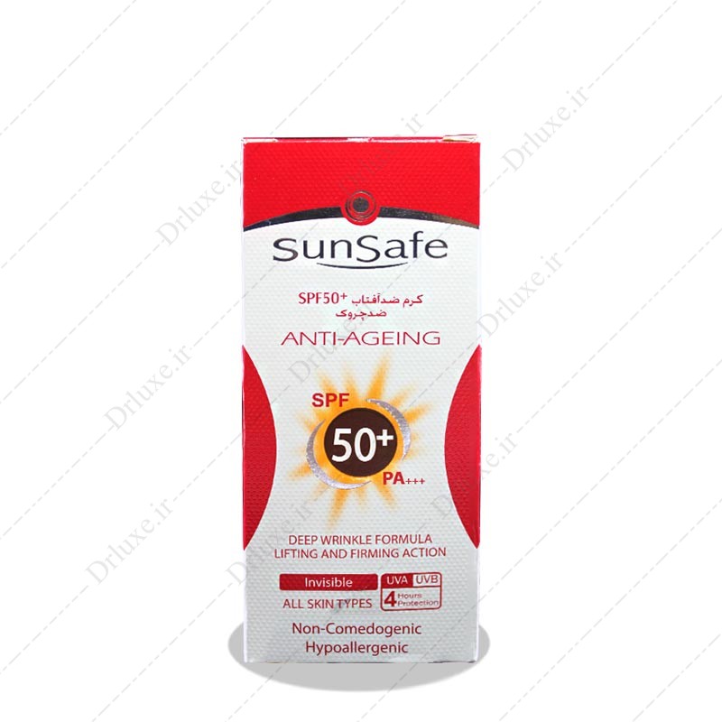 کرم ضد آفتاب SPF50 ضد چروک بدون رنگ سان سیف 50 میلی لیتر